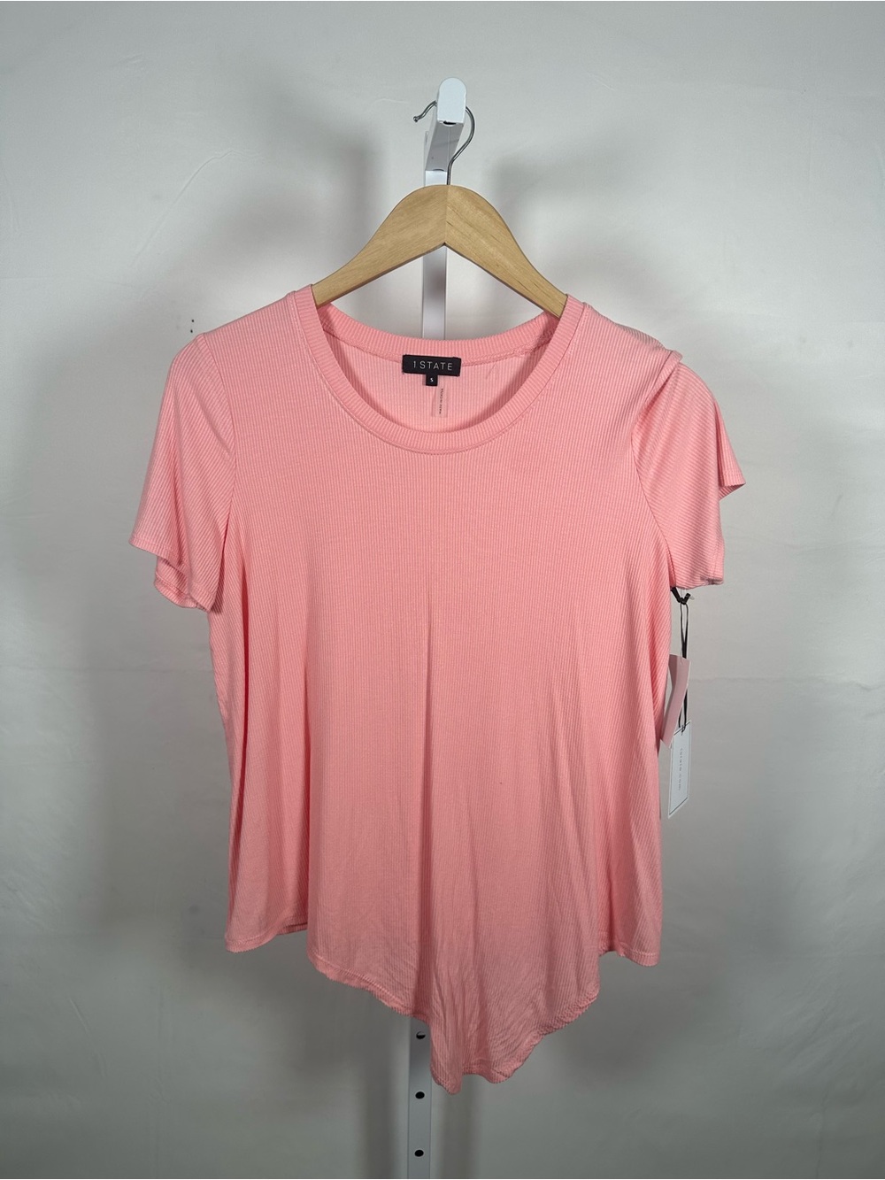 1. State Pink Ribbed Short Sleeve Tee - Picture 2 of 7
